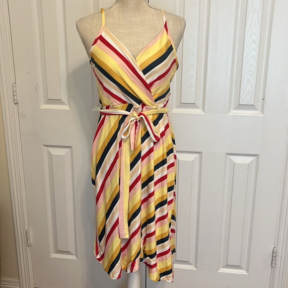NWT - Strappy Multi Colored Dress with Matching Belt by Socialite/ Size Large - Picture 2 of 6